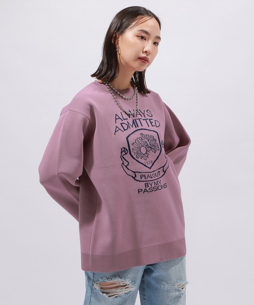 PAGEBOY（ページボーイ）の「エンブレムジャガードニット（ニット/セーター・レディース・ホワイト/ブラック/パープル・FREE）」の5枚目の写真