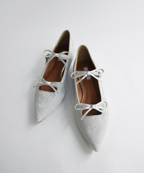 EVOL（イーボル）の「ダブルリボンポインテッドトゥパンプス（パンプス・レディース・ブラック/シルバー/ピンク・S/M/L）」の3枚目の写真