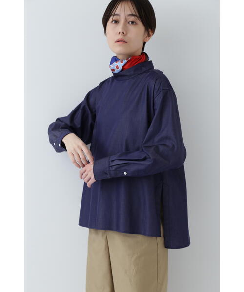 human woman（ヒューマンウーマン）の「◆モックネックブラウス（シャツ/ブラウス・レディース・ネイビー/ブルー系その他3・MEDIUM）」の10枚目の写真