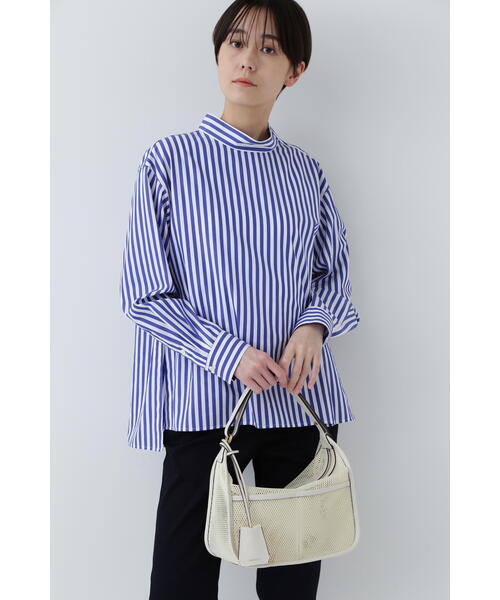 human woman（ヒューマンウーマン）の「◆モックネックブラウス（シャツ/ブラウス・レディース・ネイビー/ブルー系その他3・MEDIUM）」の12枚目の写真