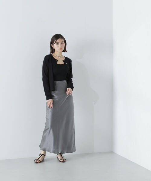 NATURAL BEAUTY BASIC（ナチュラルビューティーベーシック）の「◇＜Ｗｉｎｇコラボカップ付き＞スクエアニットタンク（タンクトップ・レディース・ブラウン/オフホワイト/ブラック・FREE）」の7枚目の写真