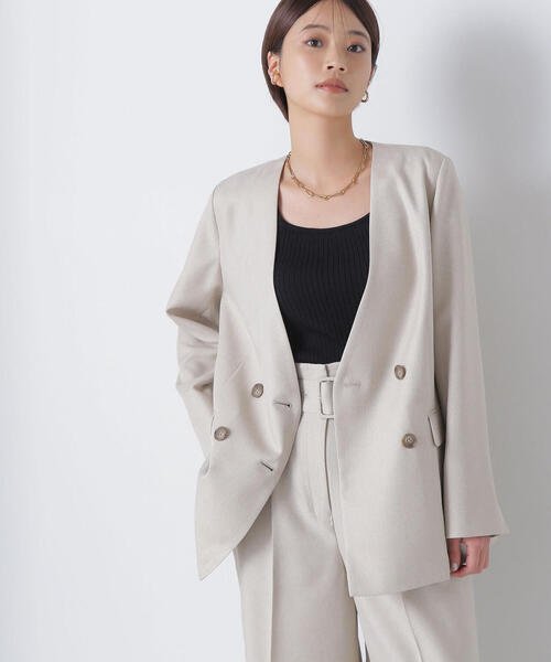 NATURAL BEAUTY BASIC（ナチュラルビューティーベーシック）の「◇＜Ｗｉｎｇコラボカップ付き＞スクエアニットタンク（タンクトップ・レディース・ブラウン/オフホワイト/ブラック・FREE）」の8枚目の写真