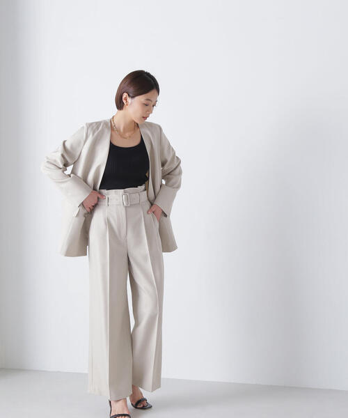 NATURAL BEAUTY BASIC（ナチュラルビューティーベーシック）の「◇＜Ｗｉｎｇコラボカップ付き＞スクエアニットタンク（タンクトップ・レディース・ブラウン/オフホワイト/ブラック・FREE）」の9枚目の写真