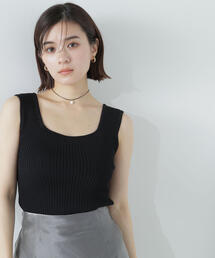 NATURAL BEAUTY BASIC | ◇＜Ｗｉｎｇコラボカップ付き＞スクエアニットタンク(タンクトップ)