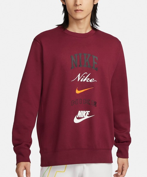 NIKE(ナイキ)の「NIKE/ナイキ スウェット トレーナー 起毛フリース FN2611-010/FN2611-063/FN2611-677(スウェット・メンズ・ブラック×ホワイト/バーガンディー/グレー・S/2XL/L/M/XL)」の3枚目の写真