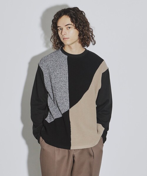 tk.TAKEO KIKUCHI(ティーケータケオキクチ)の「◆ニット切替デザインカットソー(Tシャツ/カットソー・メンズ・ブラック系4/ブルー系その他6/ホワイト系5・03/04/02)」の3枚目の写真