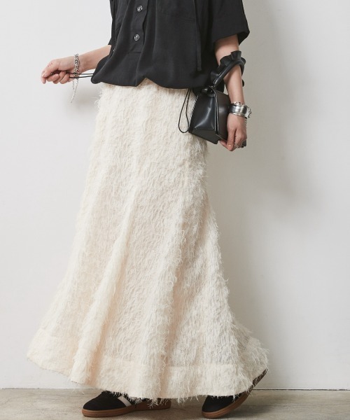 CHIC STYLE(シックスタイル)の「 フリンジジャガードマーメードマキシスカート <大きいサイズ有>シックスタイル(スカート・レディース・ブラック/アイボリー・LL/3L/4L/5L/M/L)」の14枚目の写真