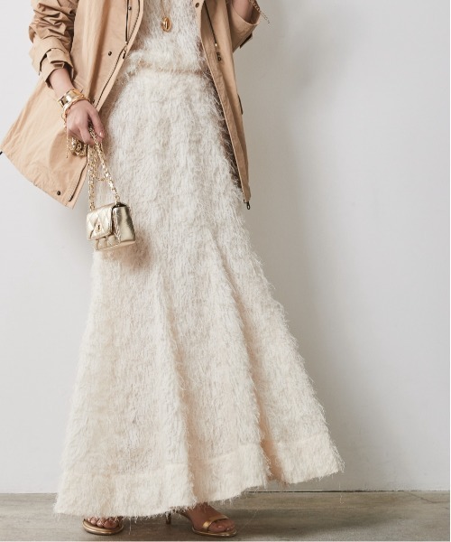 CHIC STYLE(シックスタイル)の「 フリンジジャガードマーメードマキシスカート <大きいサイズ有>シックスタイル(スカート・レディース・ブラック/アイボリー・LL/3L/4L/5L/M/L)」の17枚目の写真