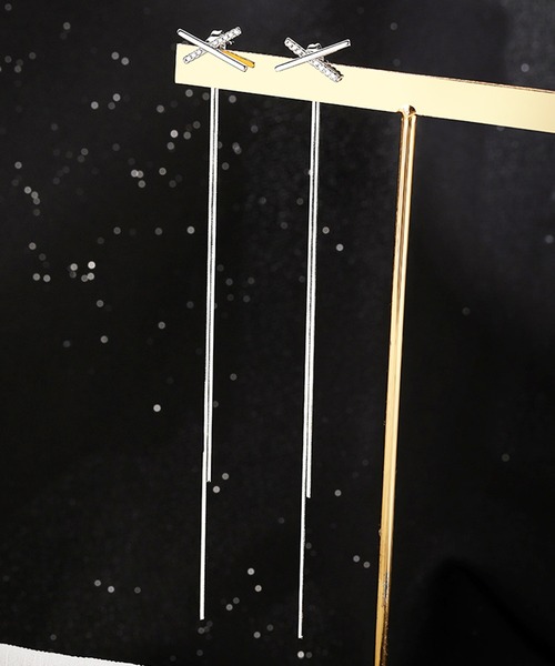 セール】両耳用 2wayロングチェーンピアス（ピアス（両耳用