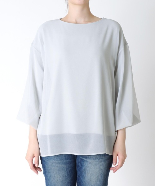 【セール】ボートネックシアーブラウス（シャツ/ブラウス）｜Jines（ジネス）