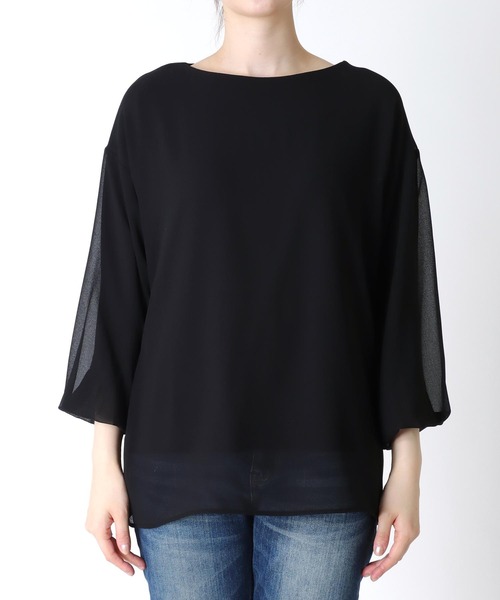 【セール】ボートネックシアーブラウス（シャツ/ブラウス）｜Jines（ジネス）