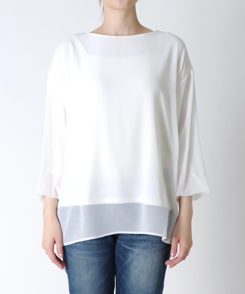 【セール】ボートネックシアーブラウス（シャツ/ブラウス）｜Jines（ジネス）