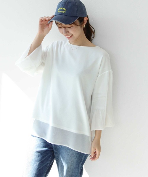 【セール】ボートネックシアーブラウス（シャツ/ブラウス）｜Jines（ジネス）