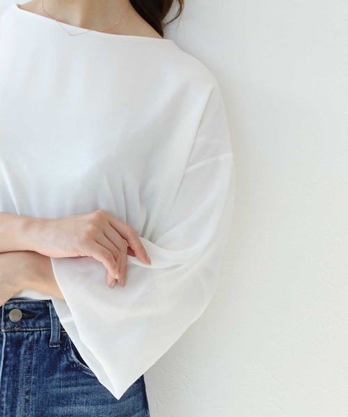 【セール】ボートネックシアーブラウス（シャツ/ブラウス）｜Jines（ジネス）