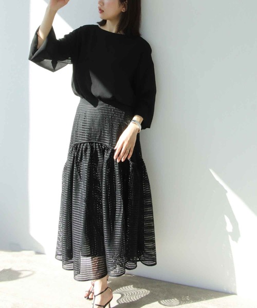 【セール】ボートネックシアーブラウス（シャツ/ブラウス）｜Jines（ジネス）