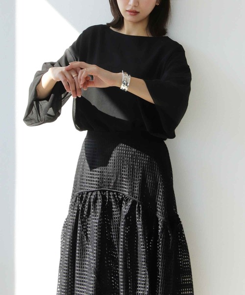 【セール】ボートネックシアーブラウス（シャツ/ブラウス）｜Jines（ジネス）