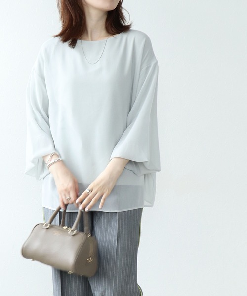 【セール】ボートネックシアーブラウス（シャツ/ブラウス）｜Jines（ジネス）