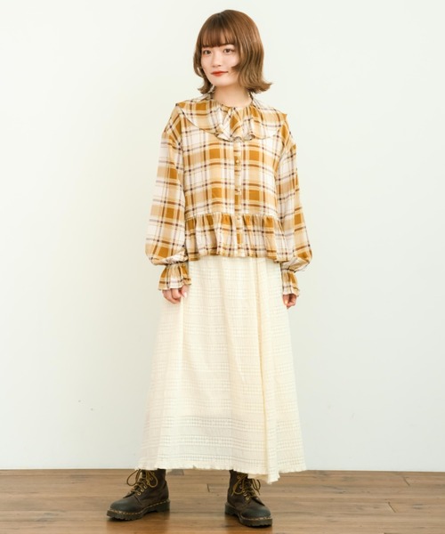 eLur（エラー）の「チェックフリルブラウス（シャツ/ブラウス・レディース・ブルー/ブラウン・FREE）」の22枚目の写真