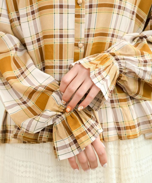 eLur（エラー）の「チェックフリルブラウス（シャツ/ブラウス・レディース・ブルー/ブラウン・FREE）」の20枚目の写真