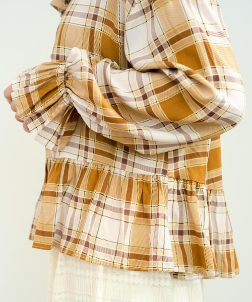 eLur（エラー）の「チェックフリルブラウス（シャツ/ブラウス・レディース・ブルー/ブラウン・FREE）」の21枚目の写真