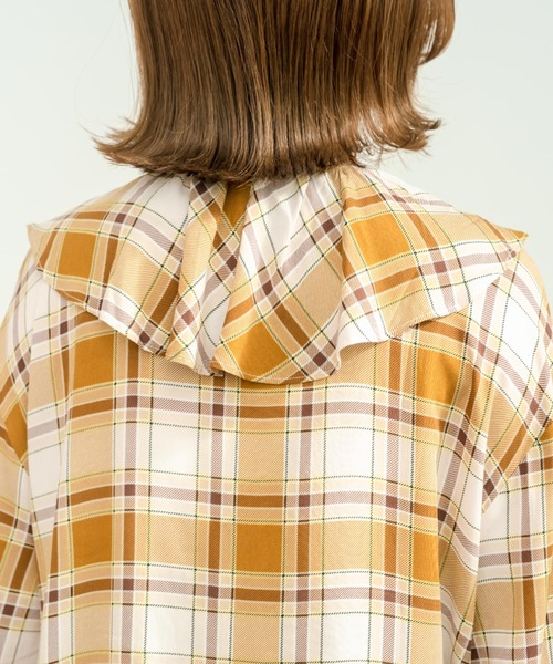 eLur（エラー）の「チェックフリルブラウス（シャツ/ブラウス・レディース・ブルー/ブラウン・FREE）」の10枚目の写真