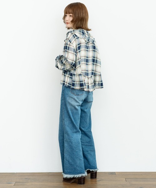 eLur（エラー）の「チェックフリルブラウス（シャツ/ブラウス・レディース・ブルー/ブラウン・FREE）」の14枚目の写真