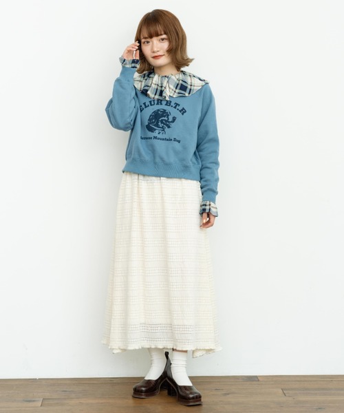 eLur（エラー）の「チェックフリルブラウス（シャツ/ブラウス・レディース・ブルー/ブラウン・FREE）」の3枚目の写真