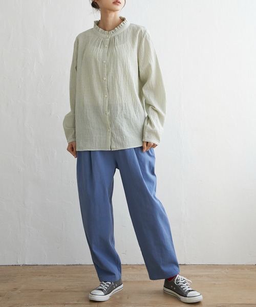 LBC（エルビーシー）の「オーガニックコットン襟フリルブラウス（シャツ/ブラウス・レディース・ホワイト/ブラック/イエロー・M/L）」の8枚目の写真