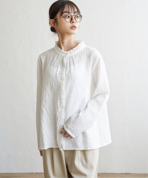 LBC（エルビーシー）の「オーガニックコットン襟フリルブラウス（シャツ/ブラウス・レディース・ホワイト/ブラック/イエロー・M/L）」の7枚目の写真