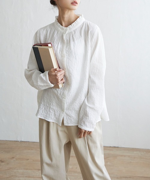 LBC（エルビーシー）の「オーガニックコットン襟フリルブラウス（シャツ/ブラウス・レディース・ホワイト/ブラック/イエロー・M/L）」の12枚目の写真