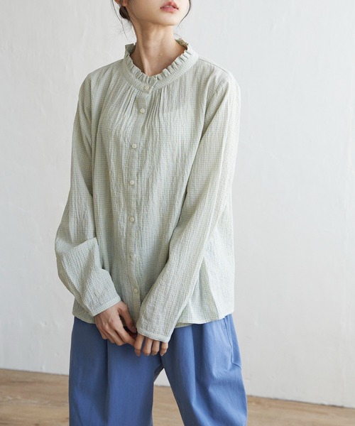 LBC（エルビーシー）の「オーガニックコットン襟フリルブラウス（シャツ/ブラウス・レディース・ホワイト/ブラック/イエロー・M/L）」の14枚目の写真