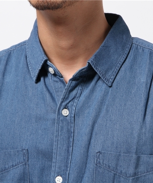WEGO(ウィゴー)の「WEGO/レーヨンデニムロングシャツ(シャツ/ブラウス・メンズ・ライトインディゴブルー/ダークインディゴブルー・MEDIUM/LARGE)」の6枚目の写真