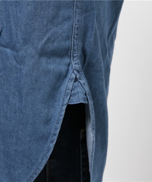 WEGO(ウィゴー)の「WEGO/レーヨンデニムロングシャツ(シャツ/ブラウス・メンズ・ライトインディゴブルー/ダークインディゴブルー・MEDIUM/LARGE)」の9枚目の写真