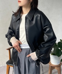 合皮ステンカラードロストブルゾン