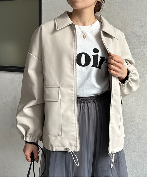 Thevon（ゼボン）の「合皮ステンカラードロストブルゾン（ブルゾン・レディース・アイボリー/ブラック・FREE）」の4枚目の写真