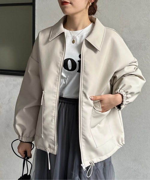 Thevon（ゼボン）の「合皮ステンカラードロストブルゾン（ブルゾン・レディース・アイボリー/ブラック・FREE）」の7枚目の写真