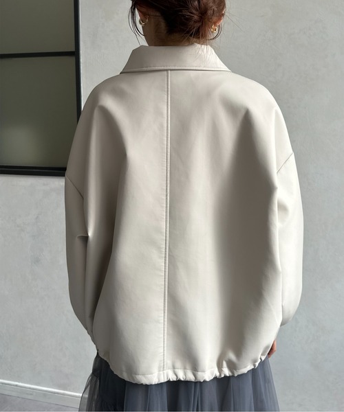 Thevon（ゼボン）の「合皮ステンカラードロストブルゾン（ブルゾン・レディース・アイボリー/ブラック・FREE）」の13枚目の写真