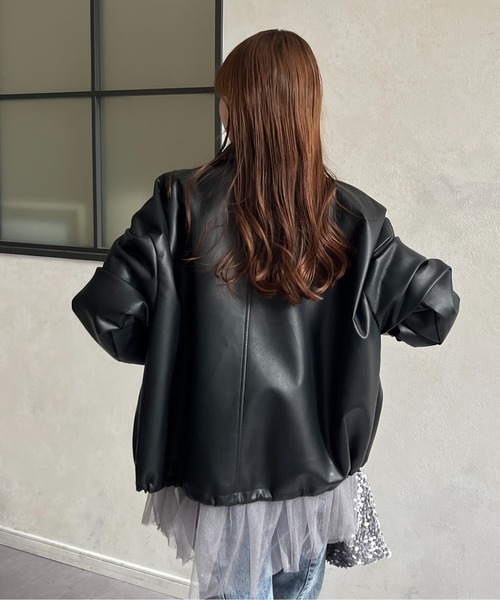 Thevon（ゼボン）の「合皮ステンカラードロストブルゾン（ブルゾン・レディース・アイボリー/ブラック・FREE）」の17枚目の写真