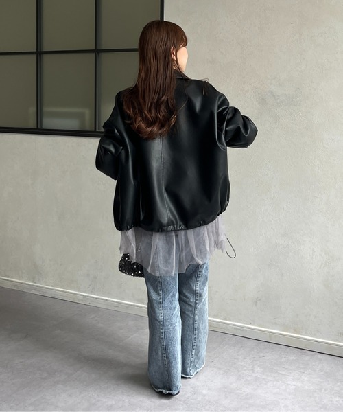 Thevon（ゼボン）の「合皮ステンカラードロストブルゾン（ブルゾン・レディース・アイボリー/ブラック・FREE）」の20枚目の写真