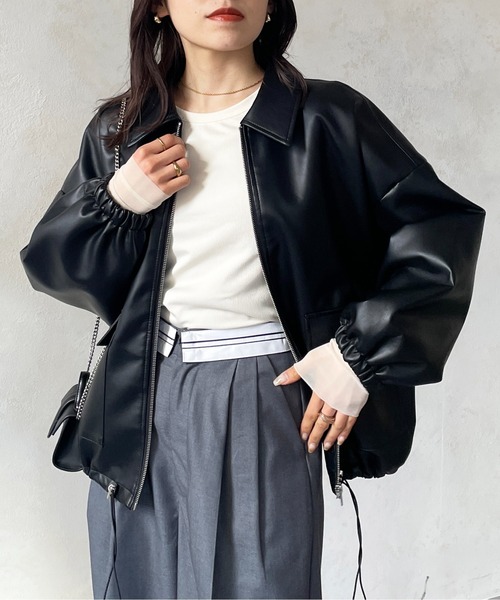 Thevon（ゼボン）の「合皮ステンカラードロストブルゾン（ブルゾン・レディース・アイボリー/ブラック・FREE）」の21枚目の写真