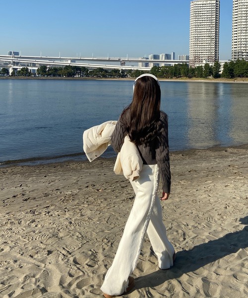 RiLi（リリ）の「フリンジラインリブニットパンツ【RL】（その他パンツ・レディース・アイボリー/ブラック/ベージュ・FREE）」の7枚目の写真