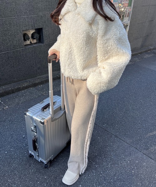 RiLi（リリ）の「フリンジラインリブニットパンツ【RL】（その他パンツ・レディース・アイボリー/ブラック/ベージュ・FREE）」の9枚目の写真