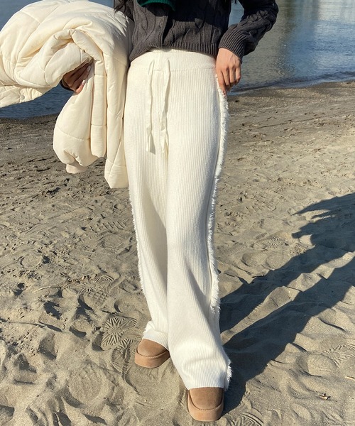 RiLi（リリ）の「フリンジラインリブニットパンツ【RL】（その他パンツ・レディース・アイボリー/ブラック/ベージュ・FREE）」の18枚目の写真