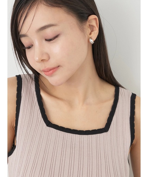 earth music&ecology(アースミュージックアンドエコロジー)の「スカラップニットタンクトップ(インナーウェア/肌着・レディース・ベージュ/ミント/ブラック/オフホワイト・S/M)」の18枚目の写真