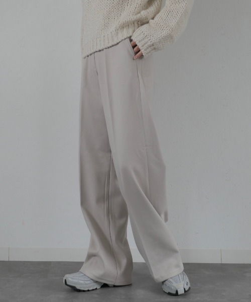 裏起毛ストレートパンツ／brushing straight pants セミワイド ワイドパンツ スラックス センタープレス 綺麗め シンプル カジュアル オフィスカジュアル ベーシック 韓国