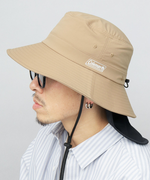 COLEMAN(コールマン)の「UPF50+ 撥水加工 ロングダウンブリム サンシェード付き アドベンチャーハット(ハット・メンズ・ベージュ/ブラック/カーキ・FREE)」の7枚目の写真