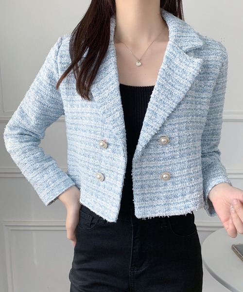 DIAVEL（ディアベル）の「ツイードジャケット（テーラードジャケット・レディース・ホワイト/ピンク/ブラック/ブルー・M）」の15枚目の写真