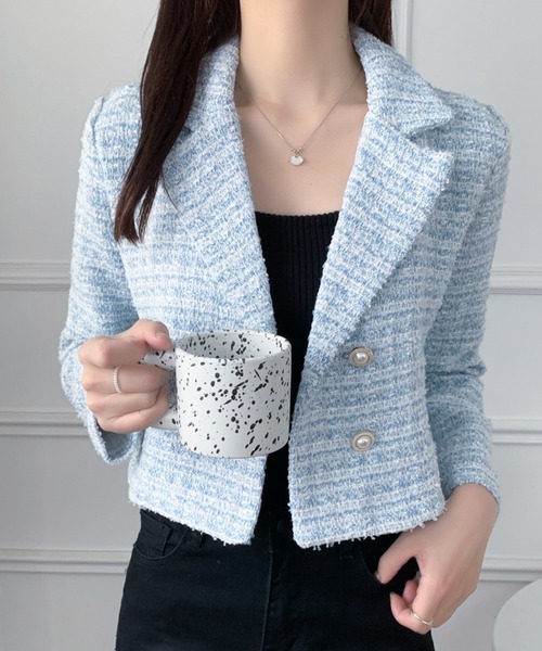 DIAVEL（ディアベル）の「ツイードジャケット（テーラードジャケット・レディース・ホワイト/ピンク/ブラック/ブルー・M）」の17枚目の写真