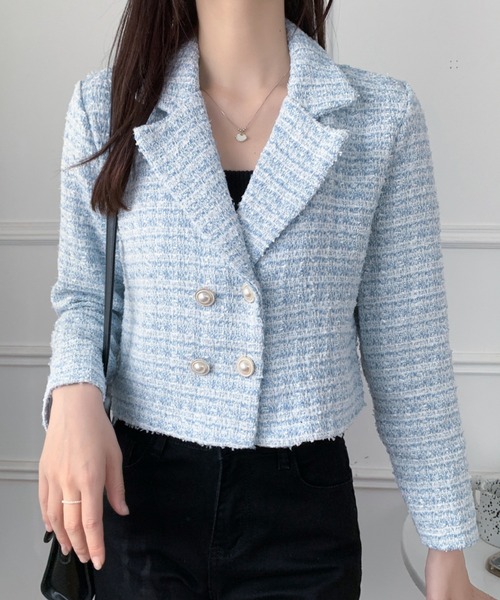 DIAVEL（ディアベル）の「ツイードジャケット（テーラードジャケット・レディース・ホワイト/ピンク/ブラック/ブルー・M）」の21枚目の写真