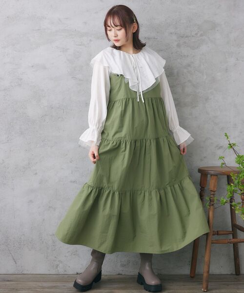 RETRO GIRL(レトロガール)の「ナイロンティアードOP(ワンピース・レディース・グリーン/ブラック/ナチュラル・FREE)」の20枚目の写真